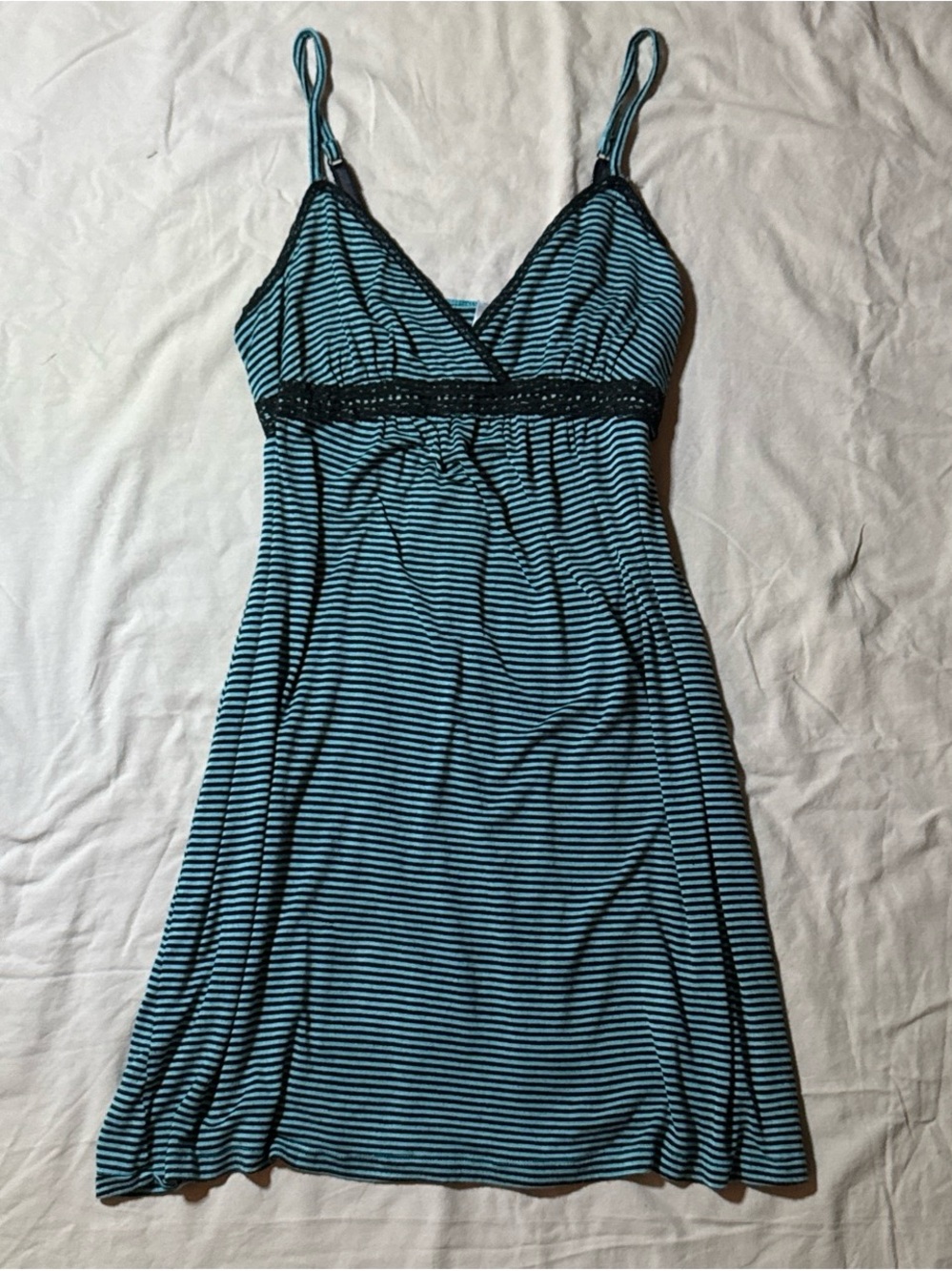 George Striped Blue & Black Spaghetti Strap Dress